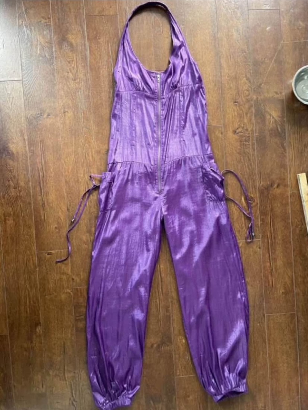 Vintage 80s Roller Girl Vibe Halter Disco Belted Jumpsuit Playsuit. Large